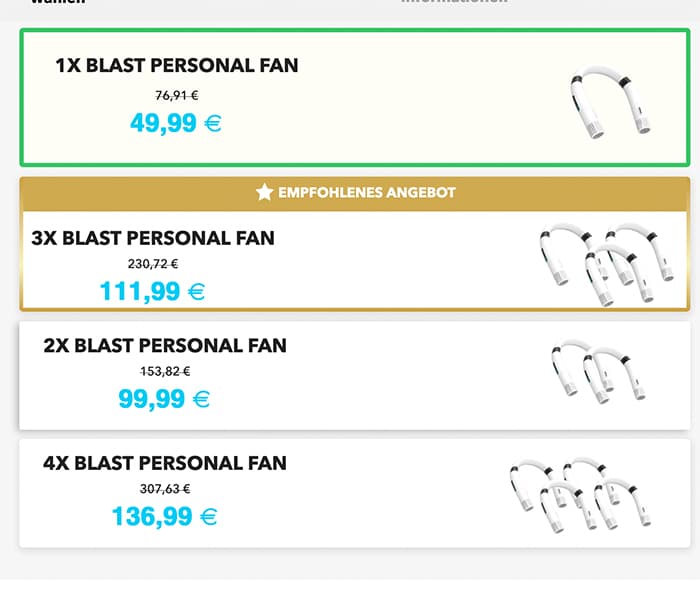 blast auxiliary personal fan kaufen preise